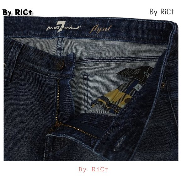 7 For All Mankind Flynt Bootcut Women's Jeans Size 27x30 Flare Low Rise Zip Blue - Picture 7 of 9